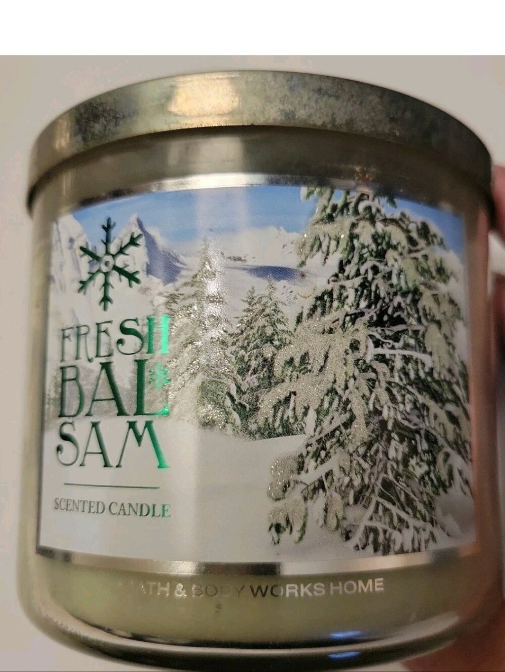 RETIRED Bath Body Works Home FRESH BALSAM 3 Wick Candle 14.5 oz NEW USA Holiday - Picture 3 of 5